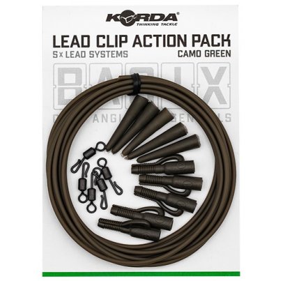 Korda Montáž Basix Lead Clip Action Pack Camo Green 5ks
